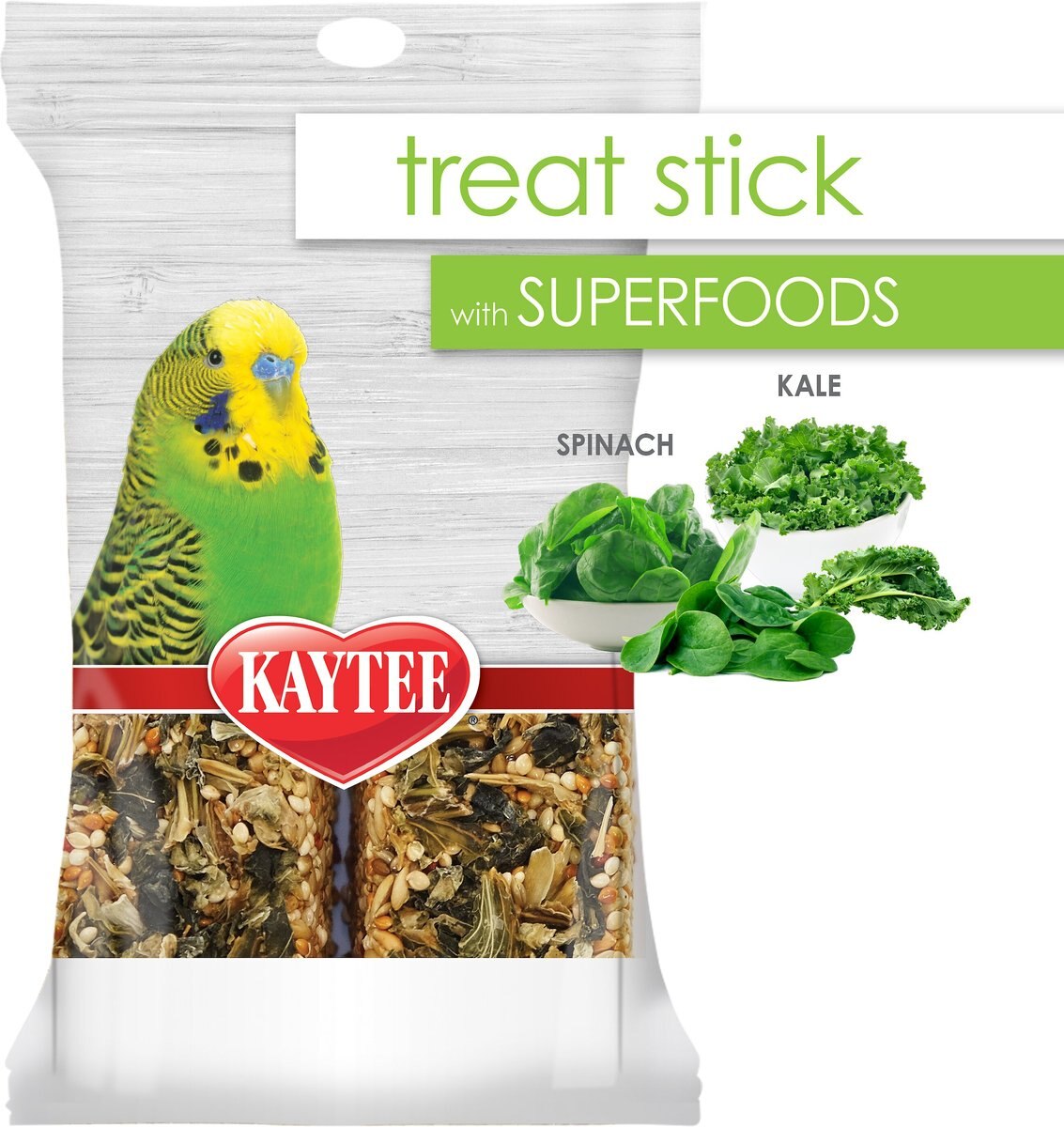 Kaytee Avian Superfood Treat Stick Spinach and Kale Bird Treat， 5.5-oz bag