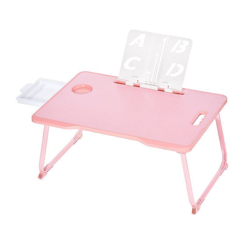 Foldable Laptop Bed Desk with Storage Drawer Reading Holder Water Slot