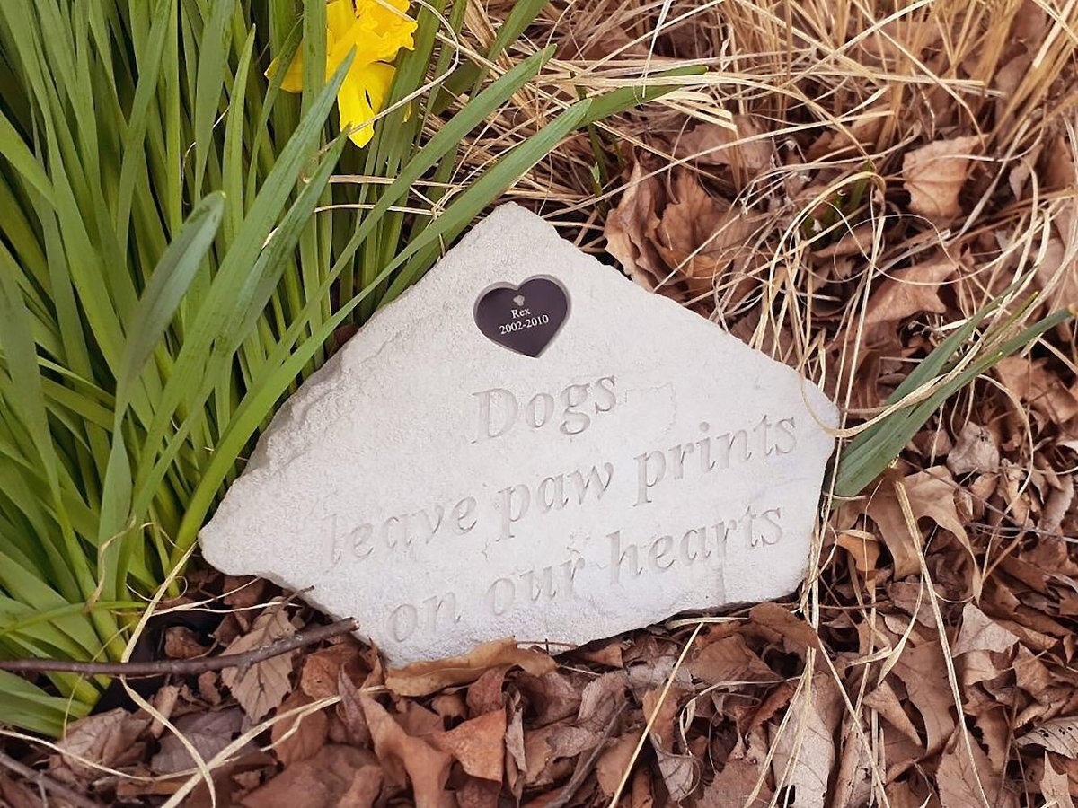 Kay Berry Dogs Leave Pawprints Metal Heart Personalized Stone