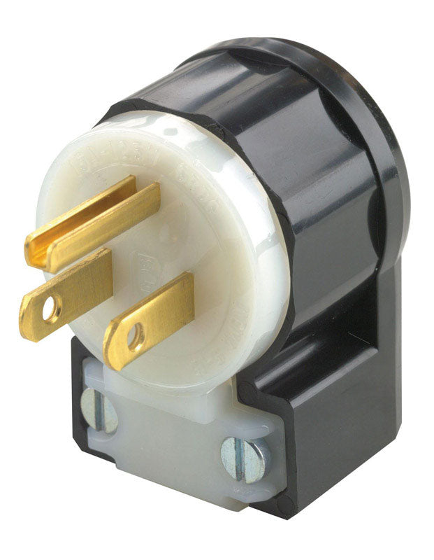 ANGLED PLUG 3WIRE 15A BL