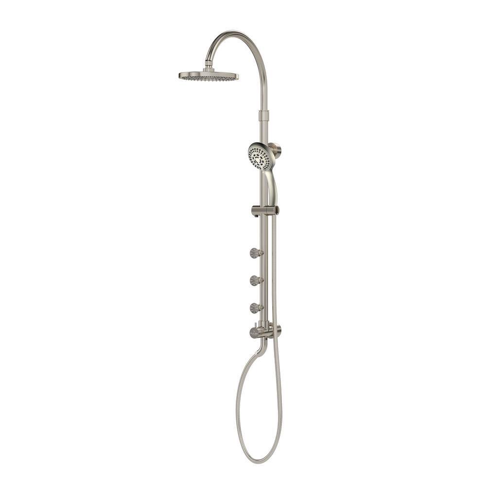 PULSE Showerspas Riviera Wall Mounted 6-Spray 8 in. Dual Shower Head and Handheld Shower Head in Brushed Nickel 7001-BN