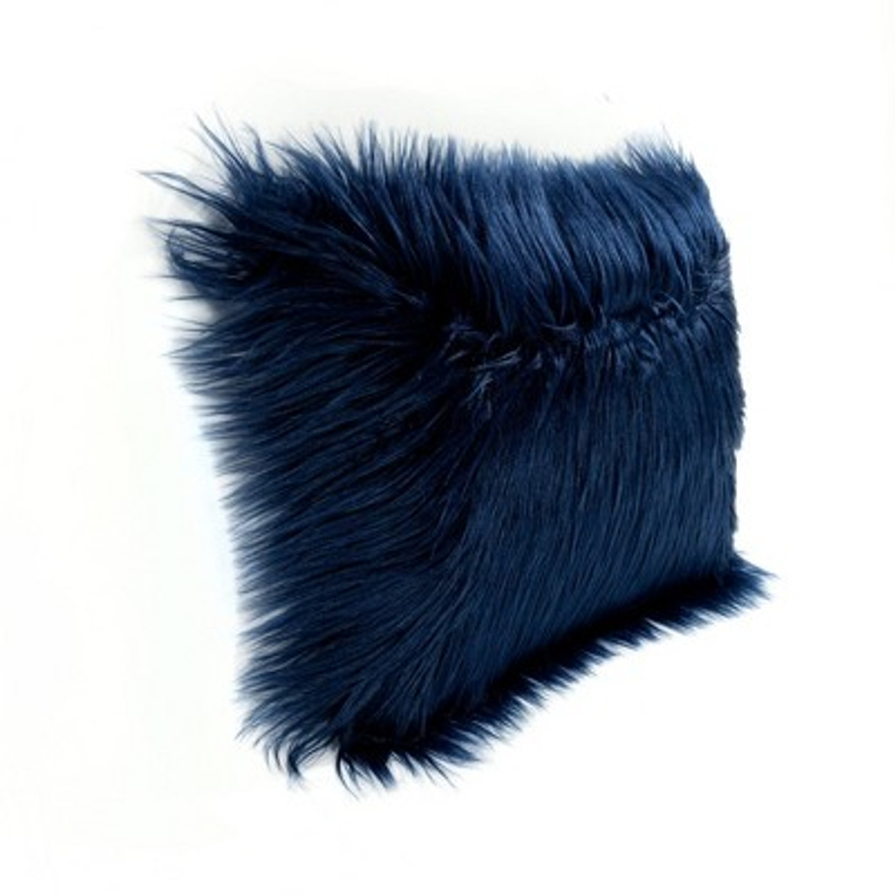 13x20 Oversize Mongolian Luca Soft Faux Fur Lumbar Throw Pillow Navy - Lush Décor