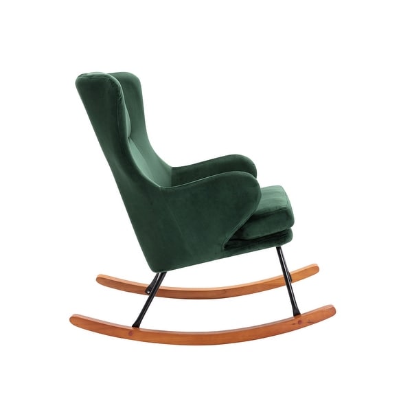 Porthos Home Dax Rocking Accent Chair， Velvet， Rubber Wood and Steel Legs