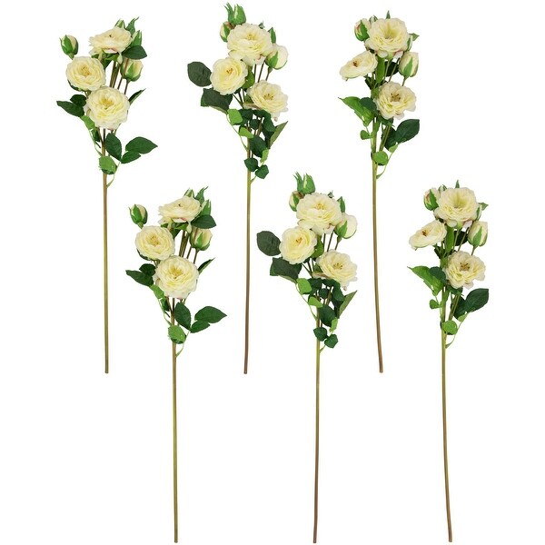 real touch™ white artificial camellia rose floral sprays set of 6 23