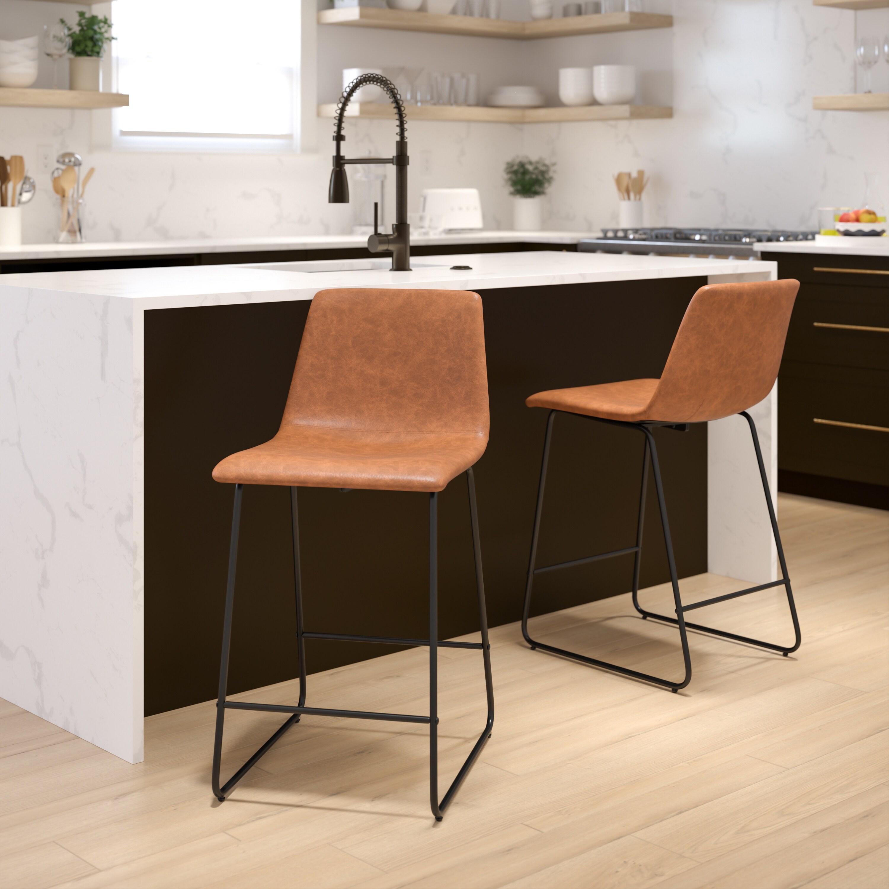 LeatherSoft Counter-height Stools (Set of 2)