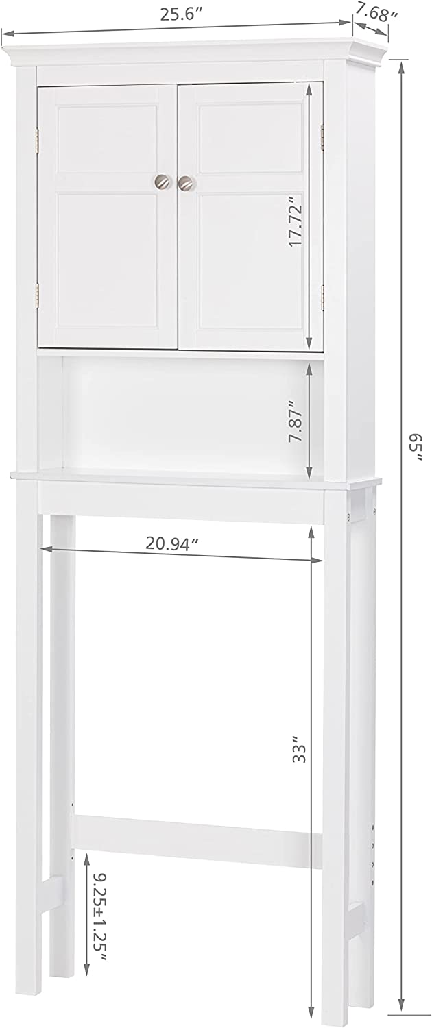 UTEX Bathroom Storage Over The Toilet, Bathroom Cabinet Organizer with Adjustable Shelves, Bathroom Space Saver for Bathroom, White