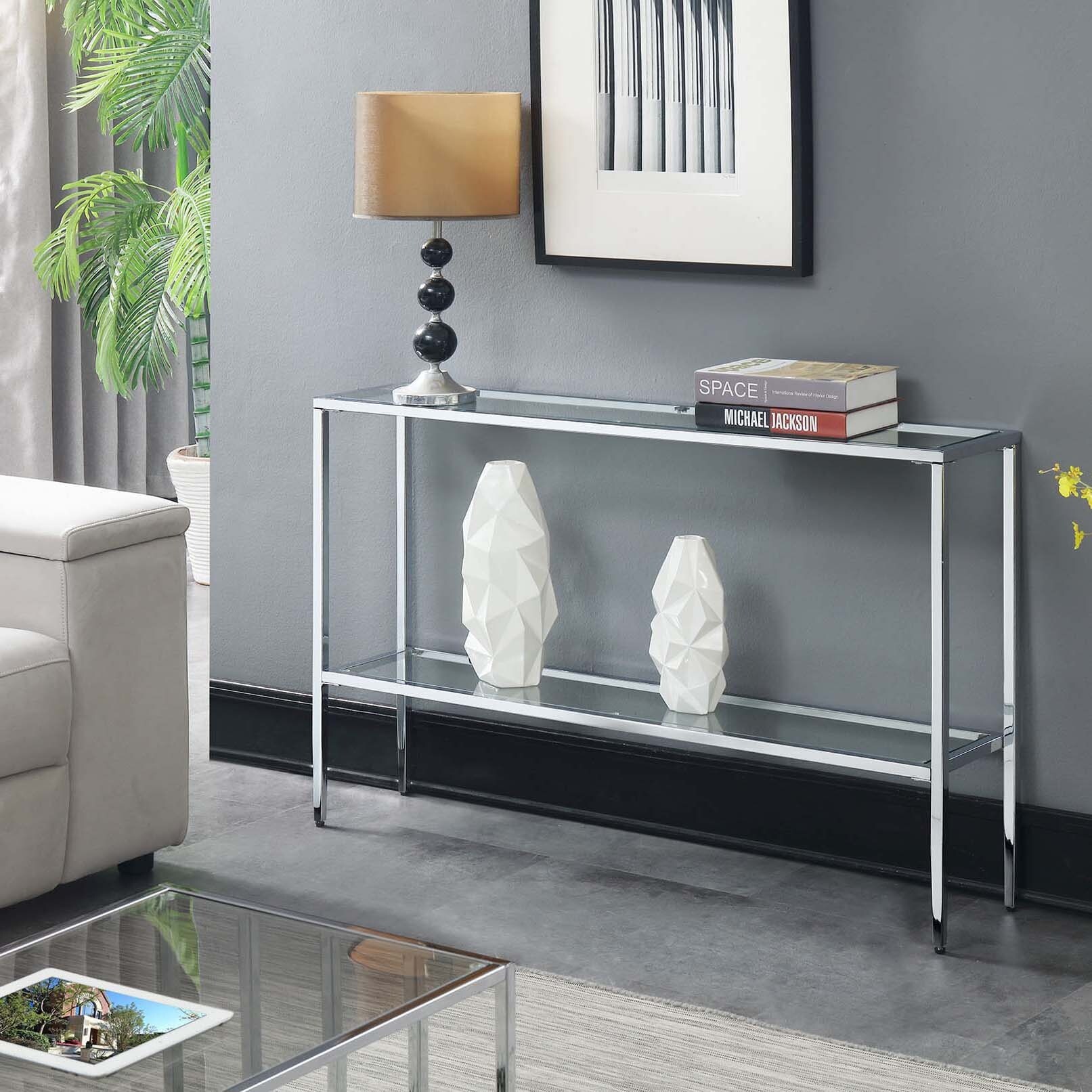 Silver Orchid Nadia Glass Console Table