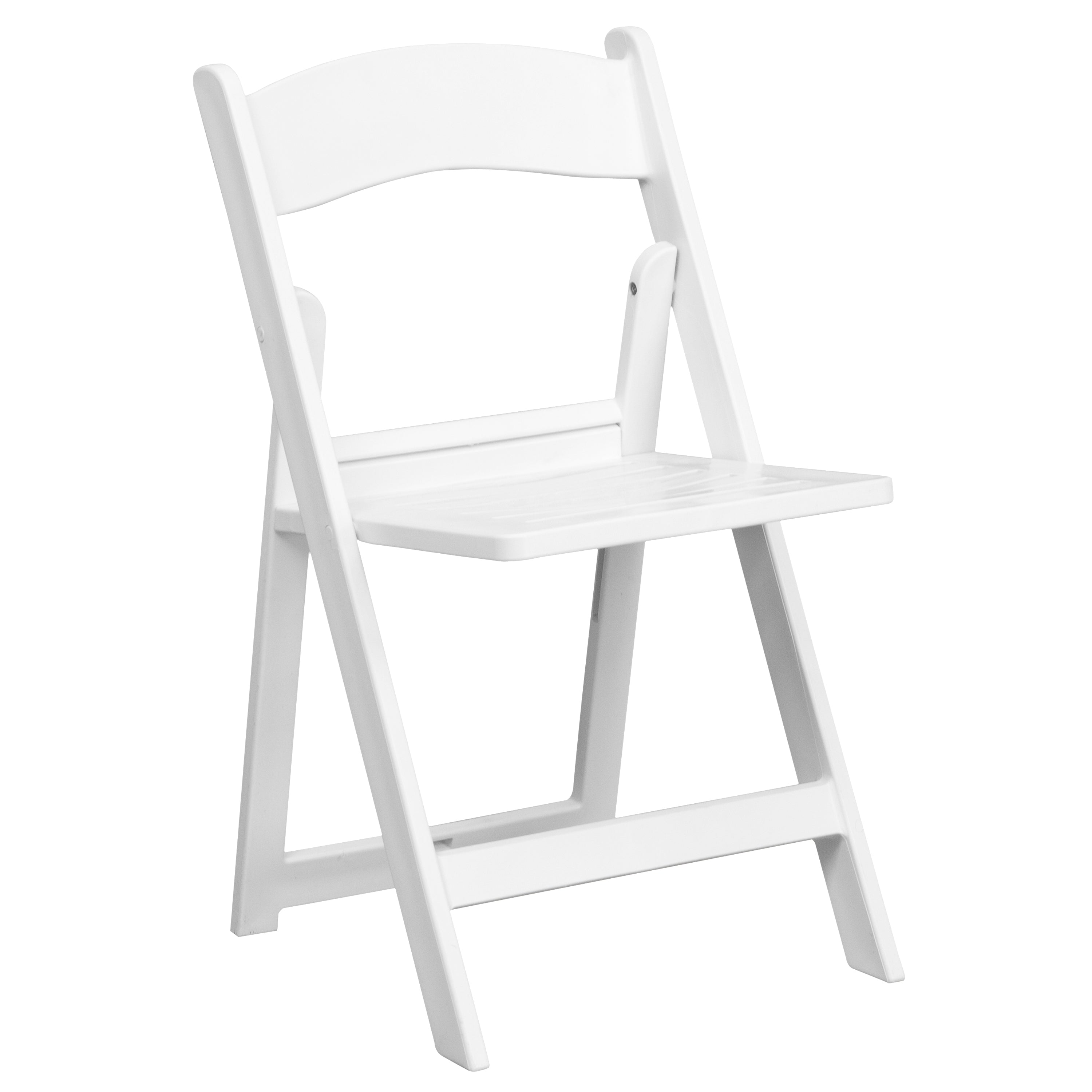 Emma + Oliver 2 Pack White Resin Slatted Party & Rental Folding Chair Indoor Outdoor