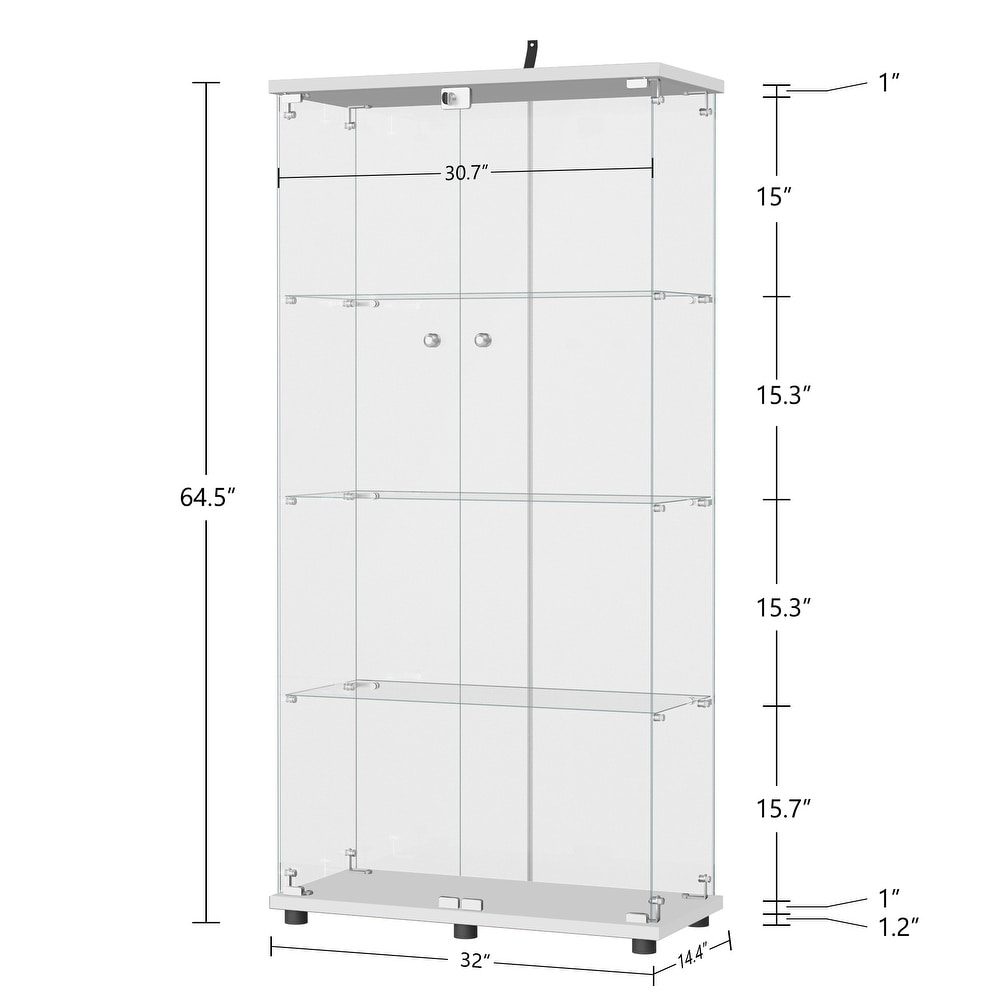 Tempered Glass Bookshelf Curio Display Cabinet