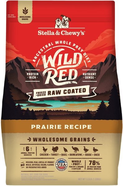 Stella and Chewy's Wild Red Raw Coated Kibble Wholesome Grains Prairie Recipe Dry Dog Food