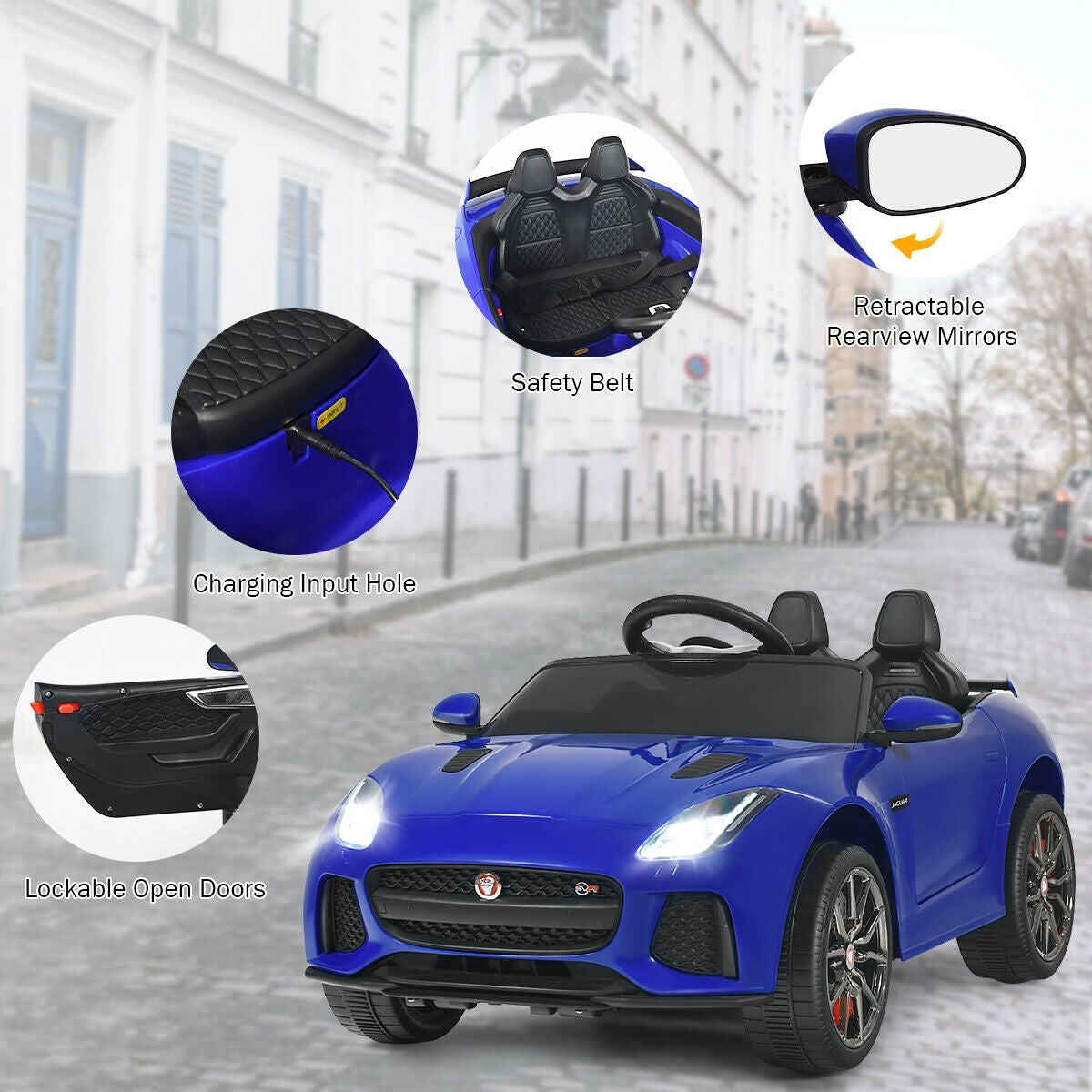 Costzon Ride on Car, 12V Licensed Jaguar F-Type SVR Battery Powered Ride on Toy w/ 2.4G Remote Control