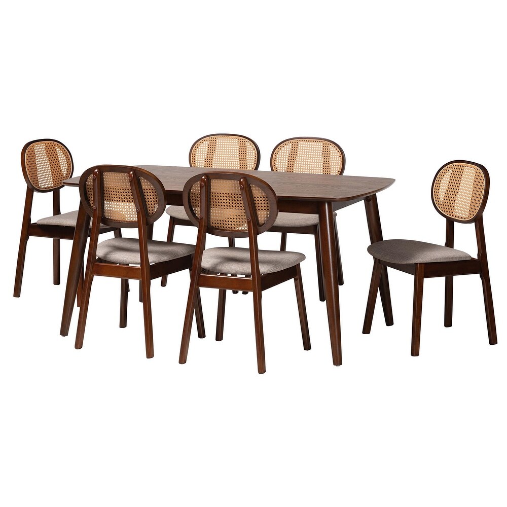 Darrion Mid Century Modern Fabric and Finished Wood Dining Set