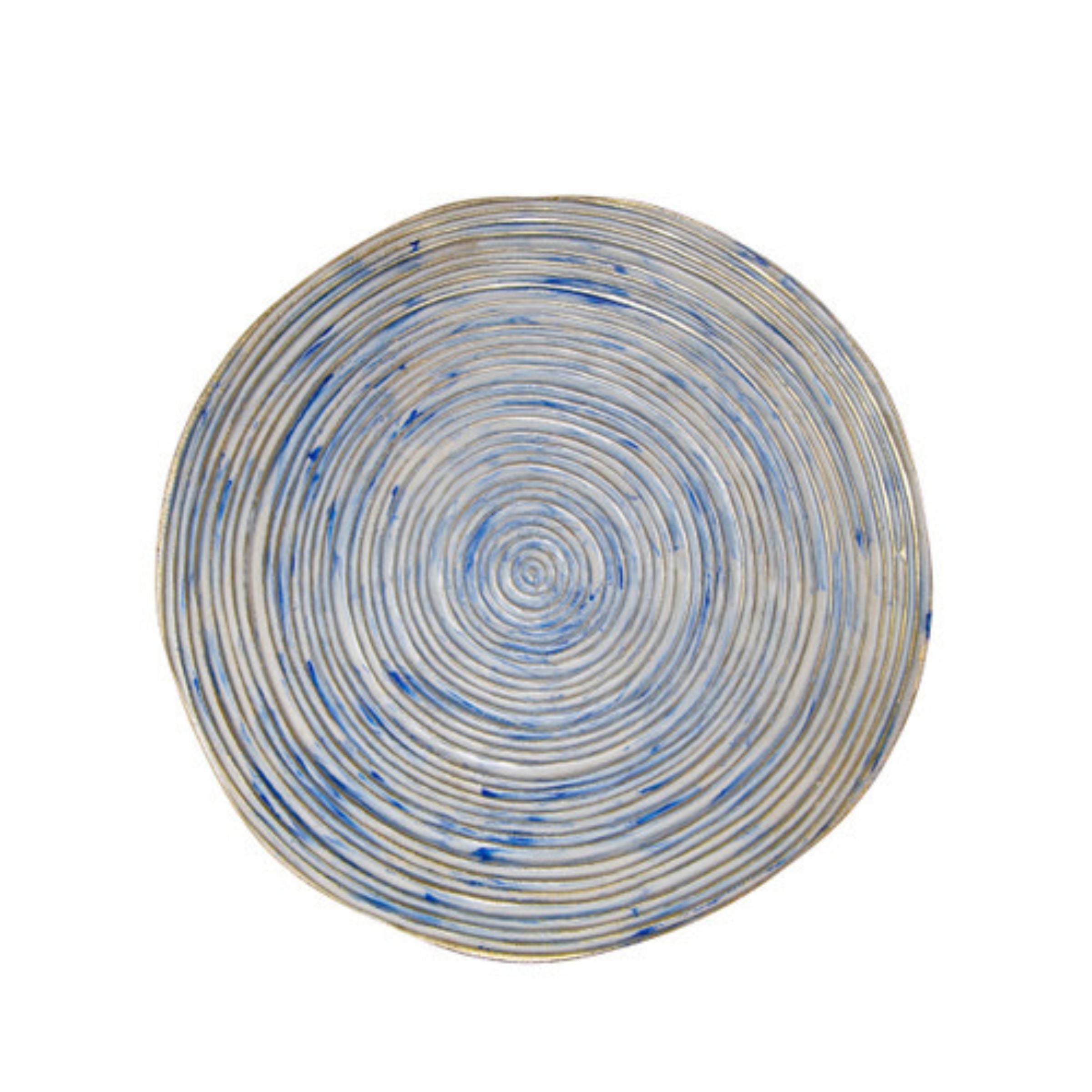 Set Of 2 Decorative Metal Swirl Tray - Blue/Multi 15559