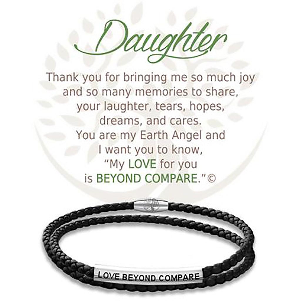 Earth Angel  Daughter Black Leather Bracelet