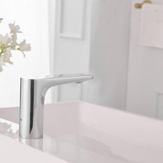 BWE Battery Powered Touchless Single Hole Bathroom Faucet With Temperature Mixing Valve In Polished Chrome A-918112-C