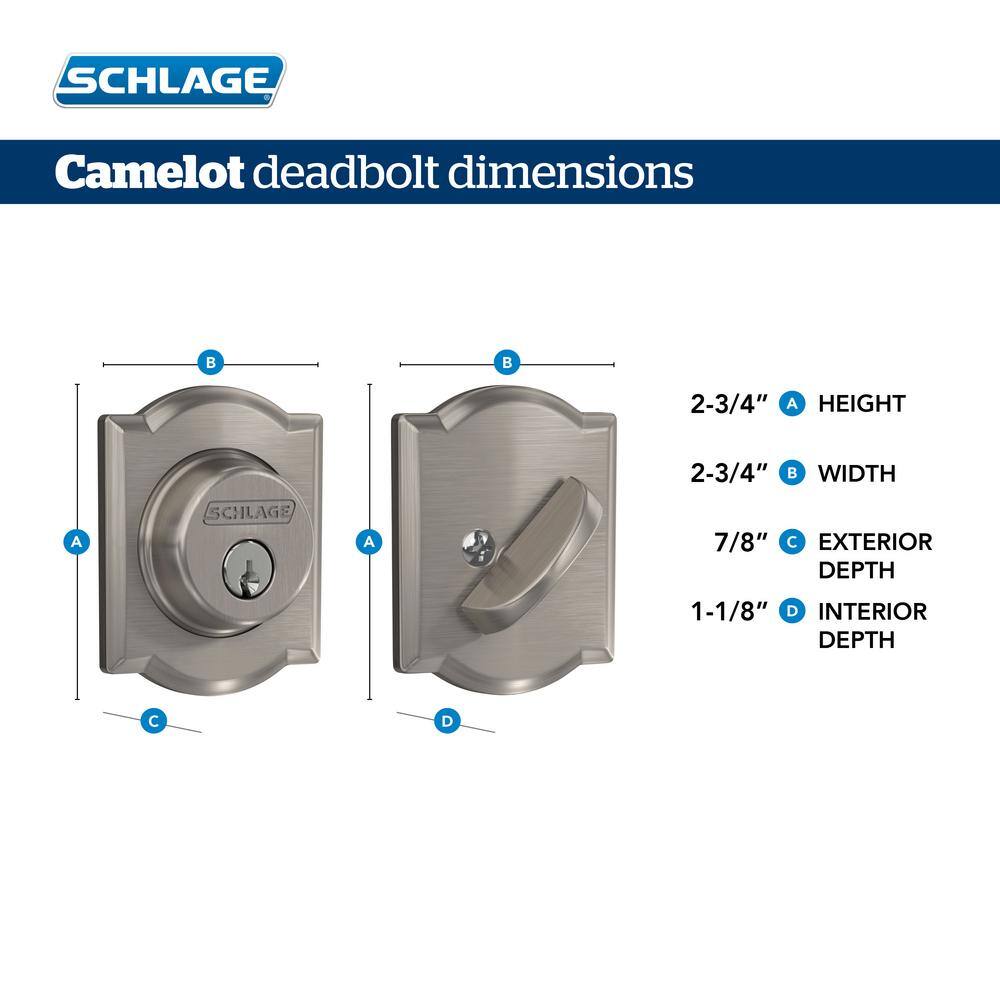 Schlage B60 Series Camelot Aged Bronze Single Cylinder Deadbolt Certified Highest for Security and Durability B60 N CAM 716