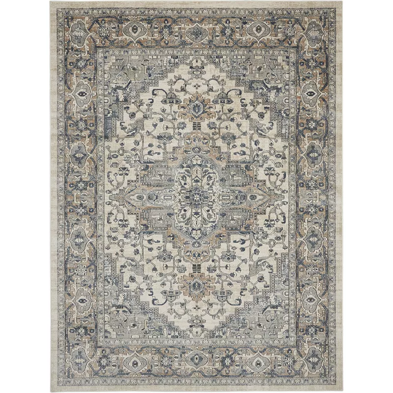 Nourison Concerto Center Medallion Indoor Rug Ivory/Grey 6'7 x 9'6