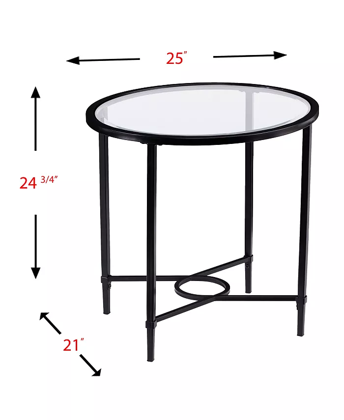 Southern Enterprises Carabella Metal and Glass Oval Side Table