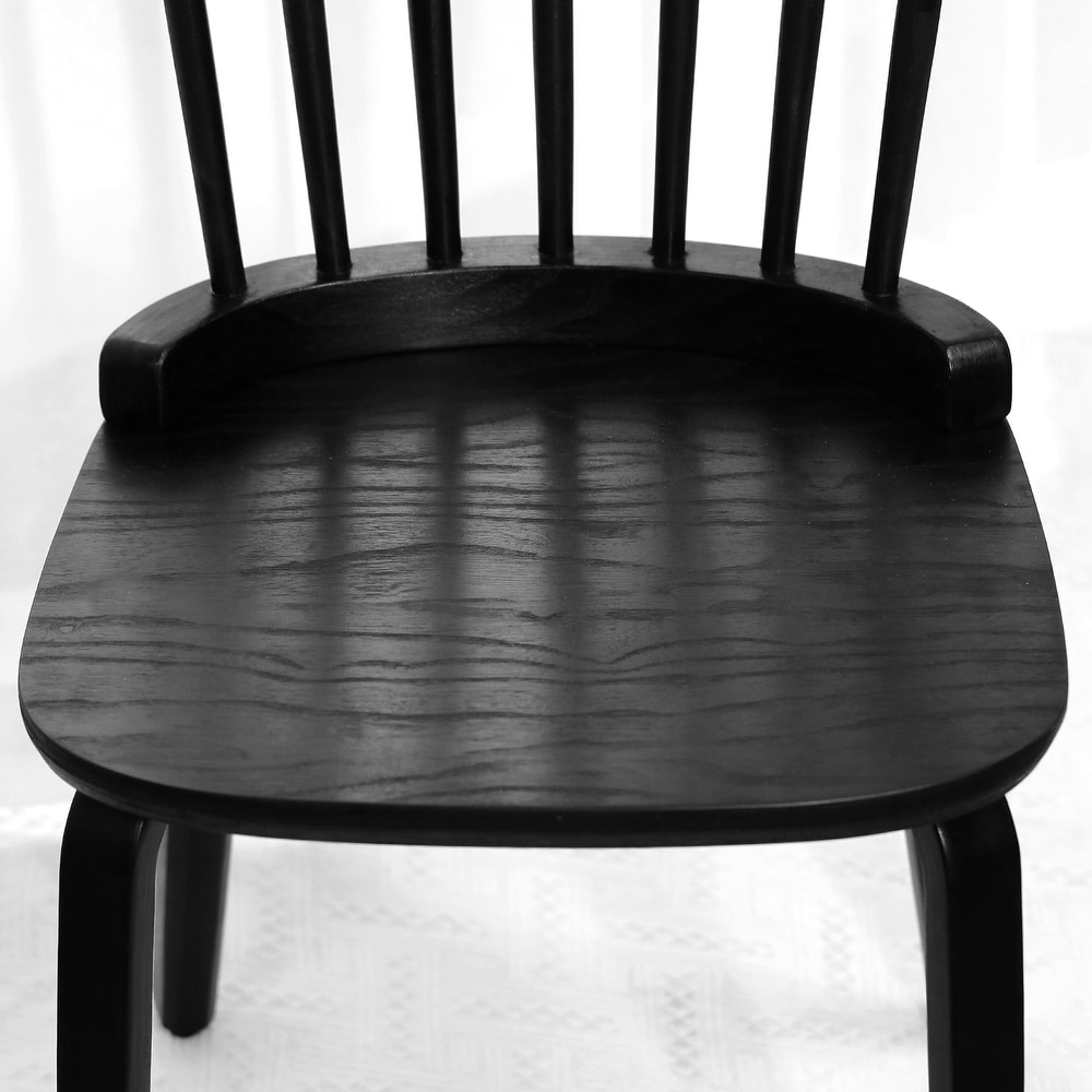 Farmhouse Spindle back Windsor Dining Chairs with Bentwood Legs  Black   33.5\