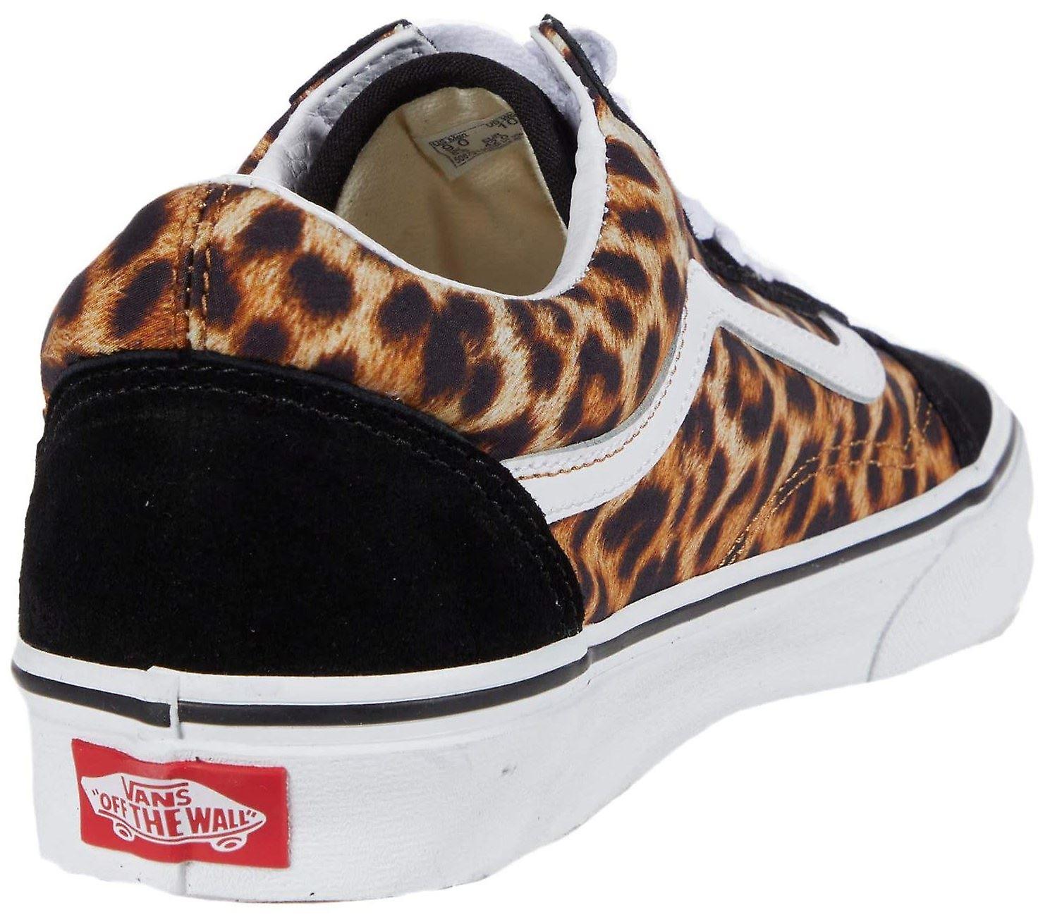 Vans Old Skool Leopard Black White Womens Suede Trainers