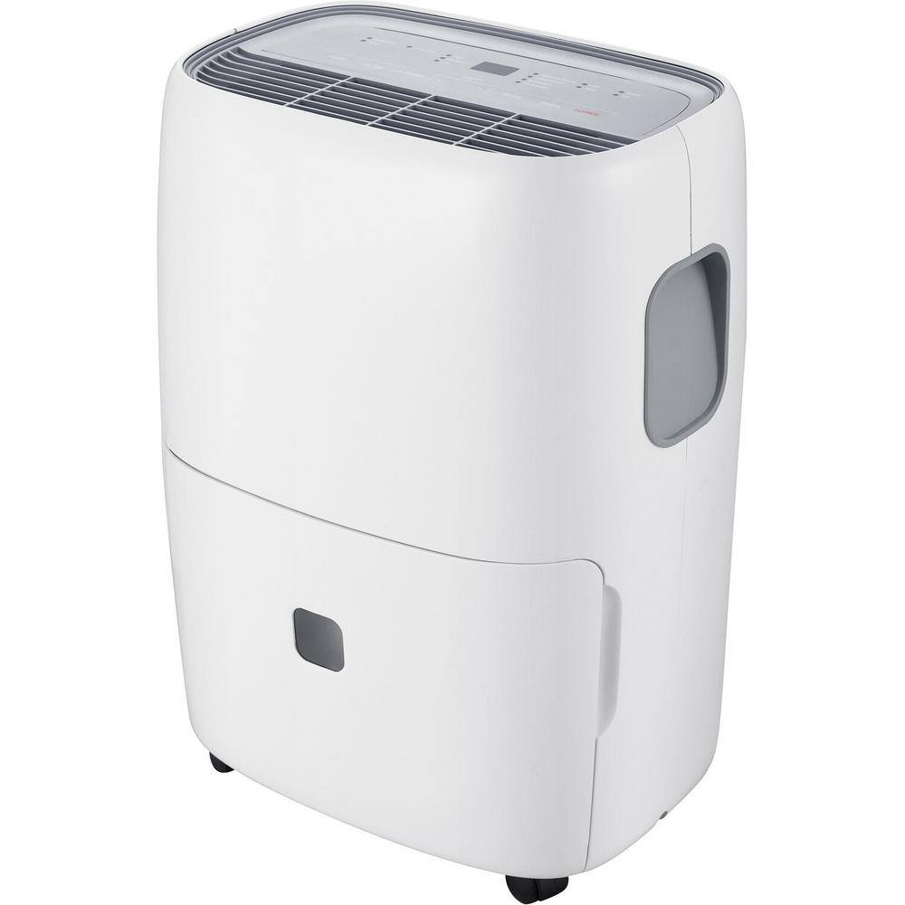 Whirlpool 50-Pint Portable Dehumidifier with Built-In Pump 24-Hour Timer Auto Shut-Off Easy-Clean Filter and Auto-Restart WHAD50PCW