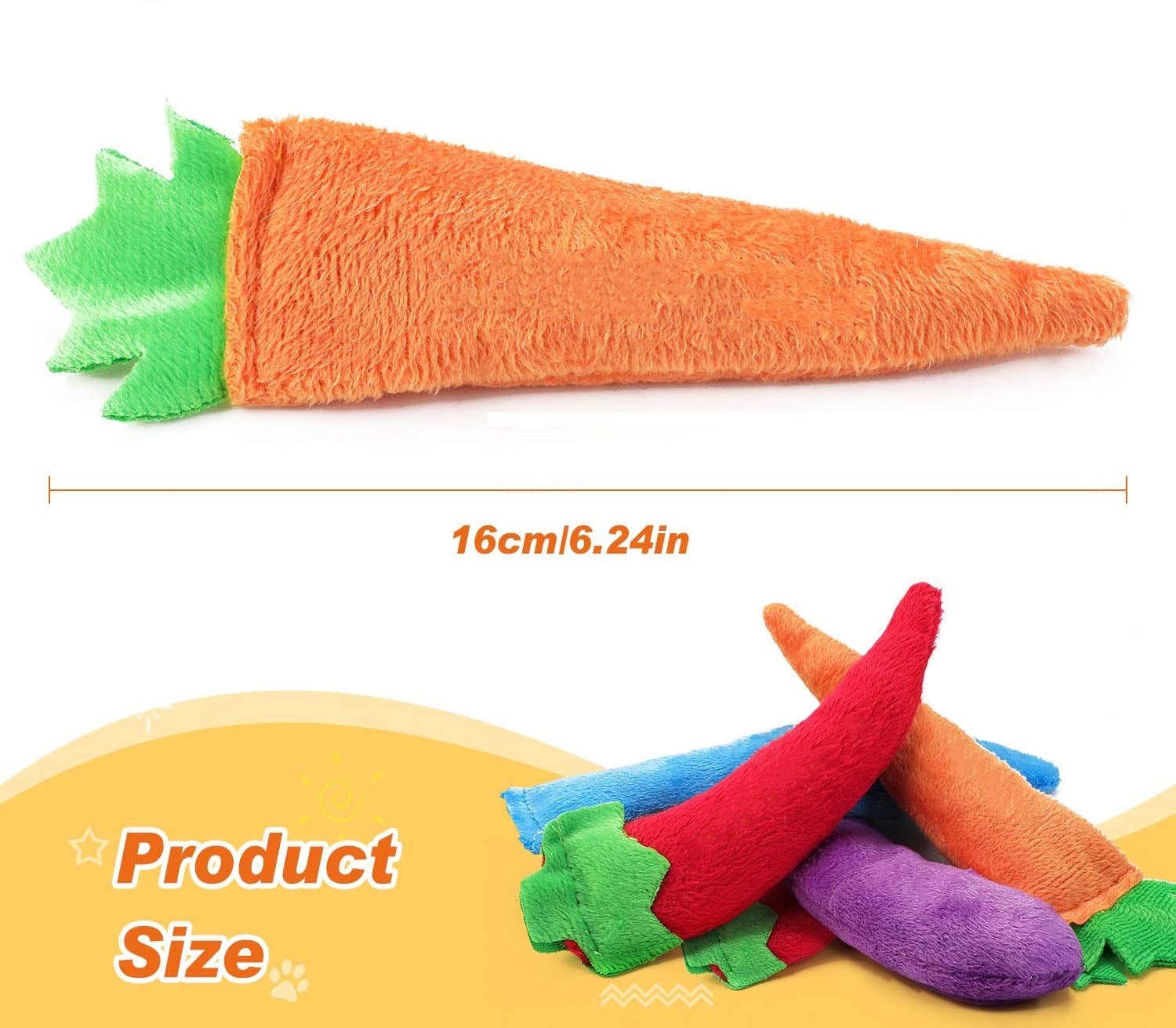 4PCS Cat Toy Carrot Eggplant Pepper Catnip Toy Cat Chew Toy Pet Biting Toy