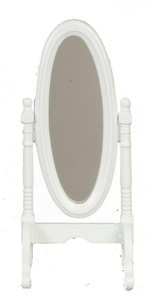 Dolls House Miniature Bedroom Furniture White Cheval Dressing Mirror