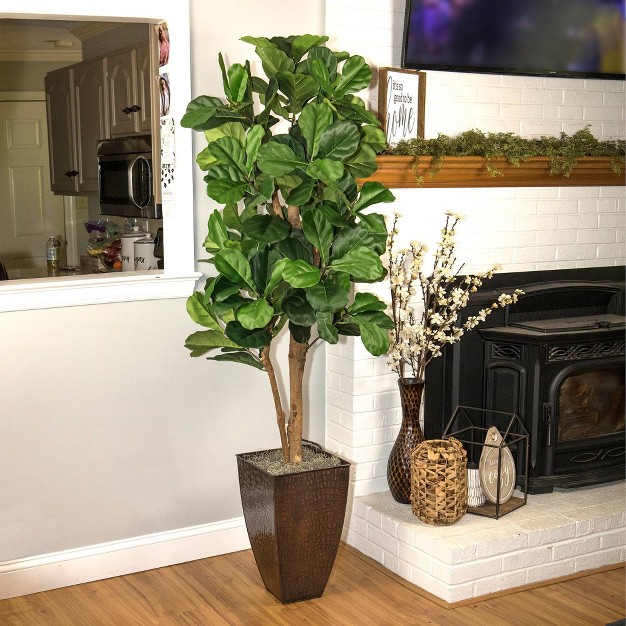 6' Artificial Fig In Copper Planter - Lcg Florals