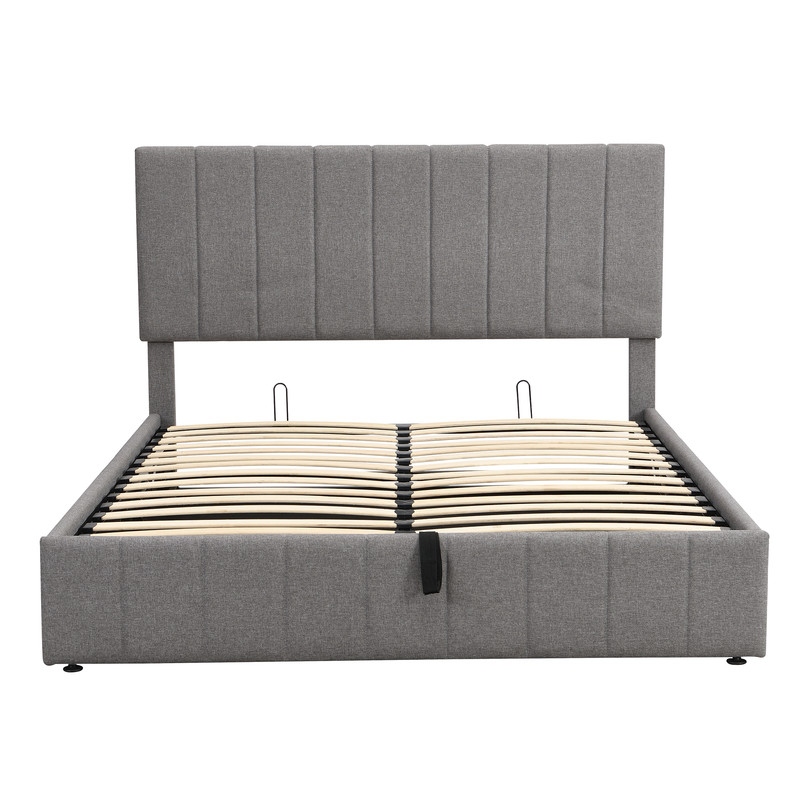 Lift Up Storage Bed Full/Queen Size  Upholstered Platform Bed Frame with a Hydraulic Storage System and Tufted Headboard