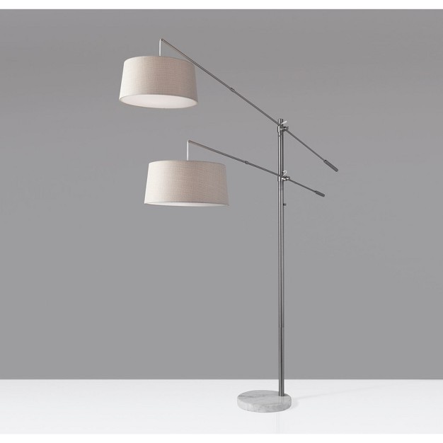 Manhattan Two Arm Arc Lamp Steel Adesso