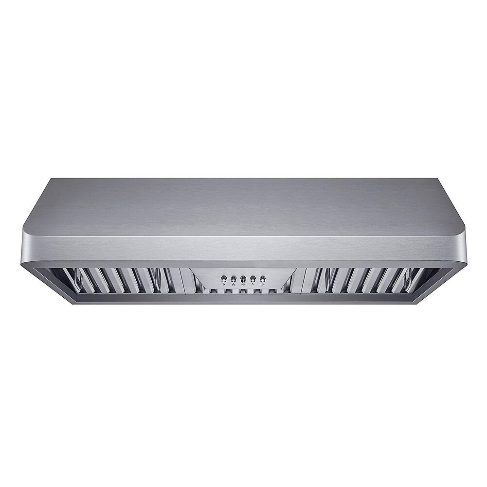 Winflo 36 in. 298 CFM Ductecd Stainless Steel Under Cabinet Range Hood with Baffle Filters