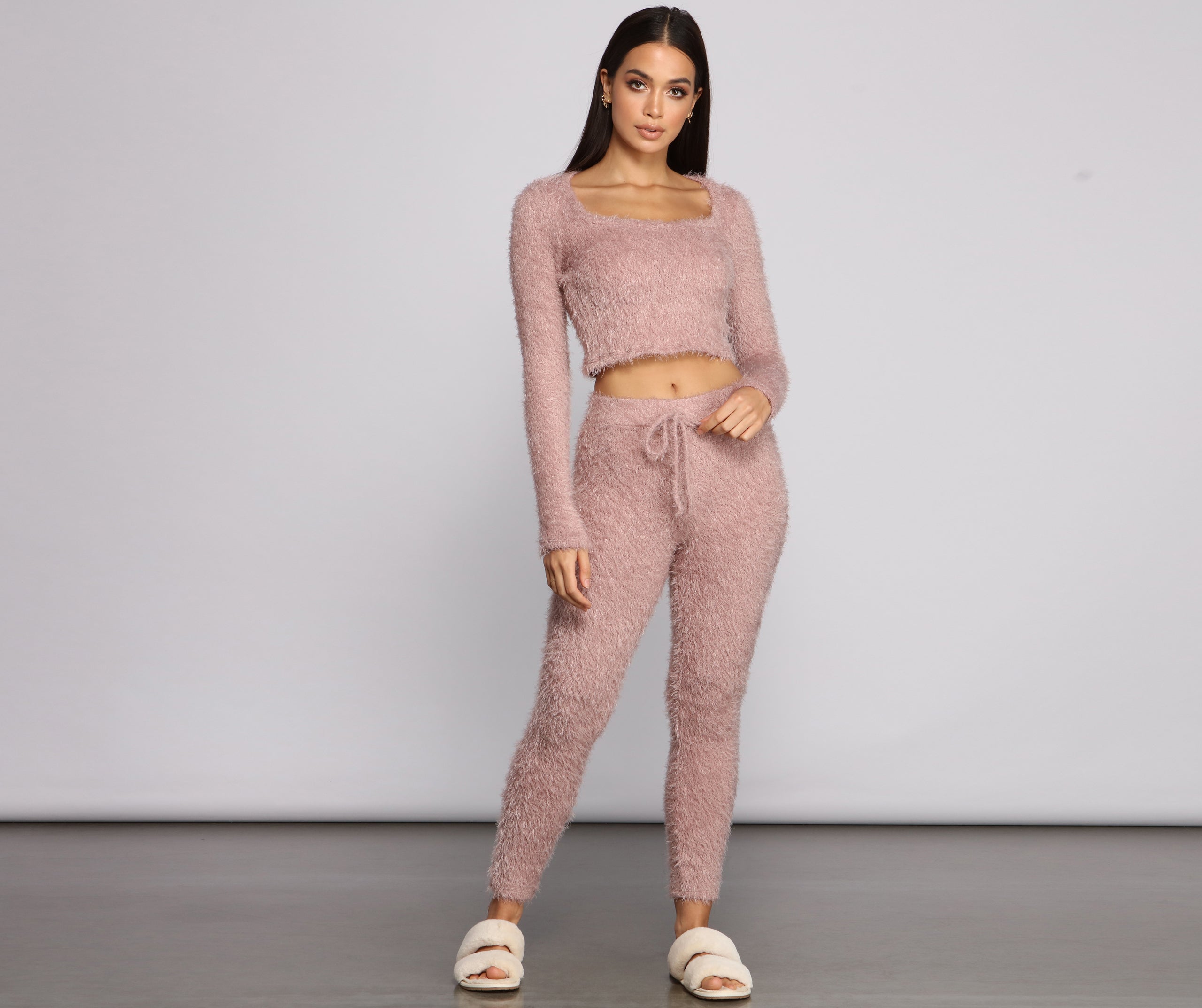 Mid Rise Eyelash Knit Pajama Leggings