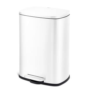 13.2 Gal. Stainless Steel Step-On Trash Can Rectangle White TG55204