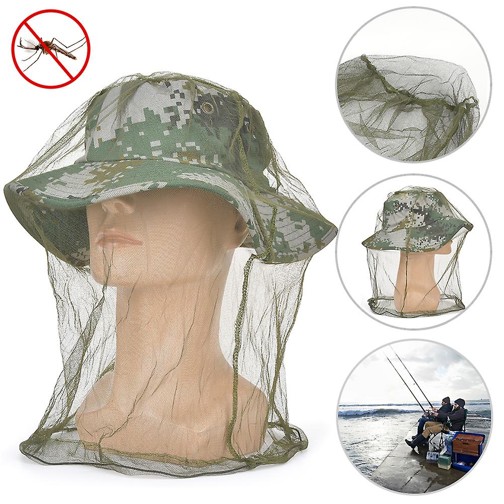 5pcs Outdoor Anti-dust Breathable Anti-mosquito Mesh Hat Insect Prevention Net Anti-bee For Fishing Travelgreen