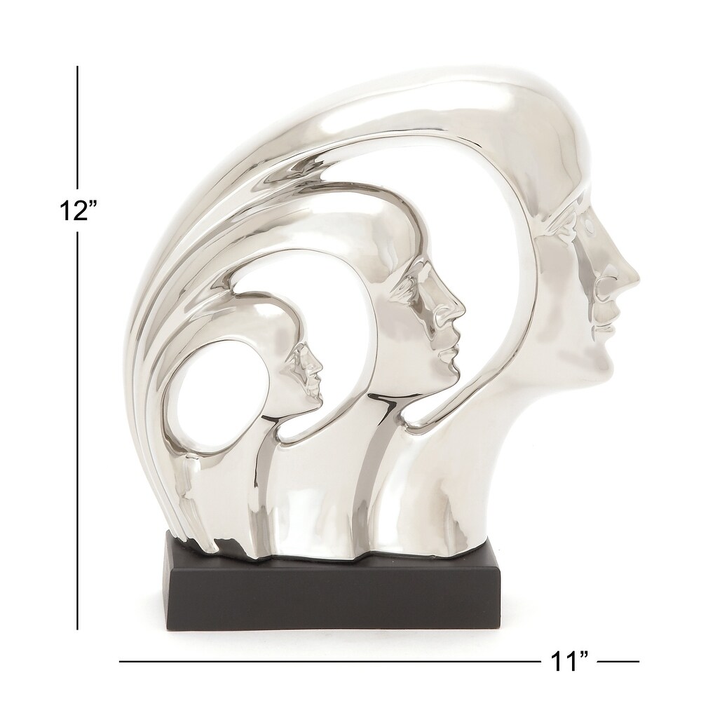 Silver Porcelain Contemporary People Sculpture   11 x 3 x 12