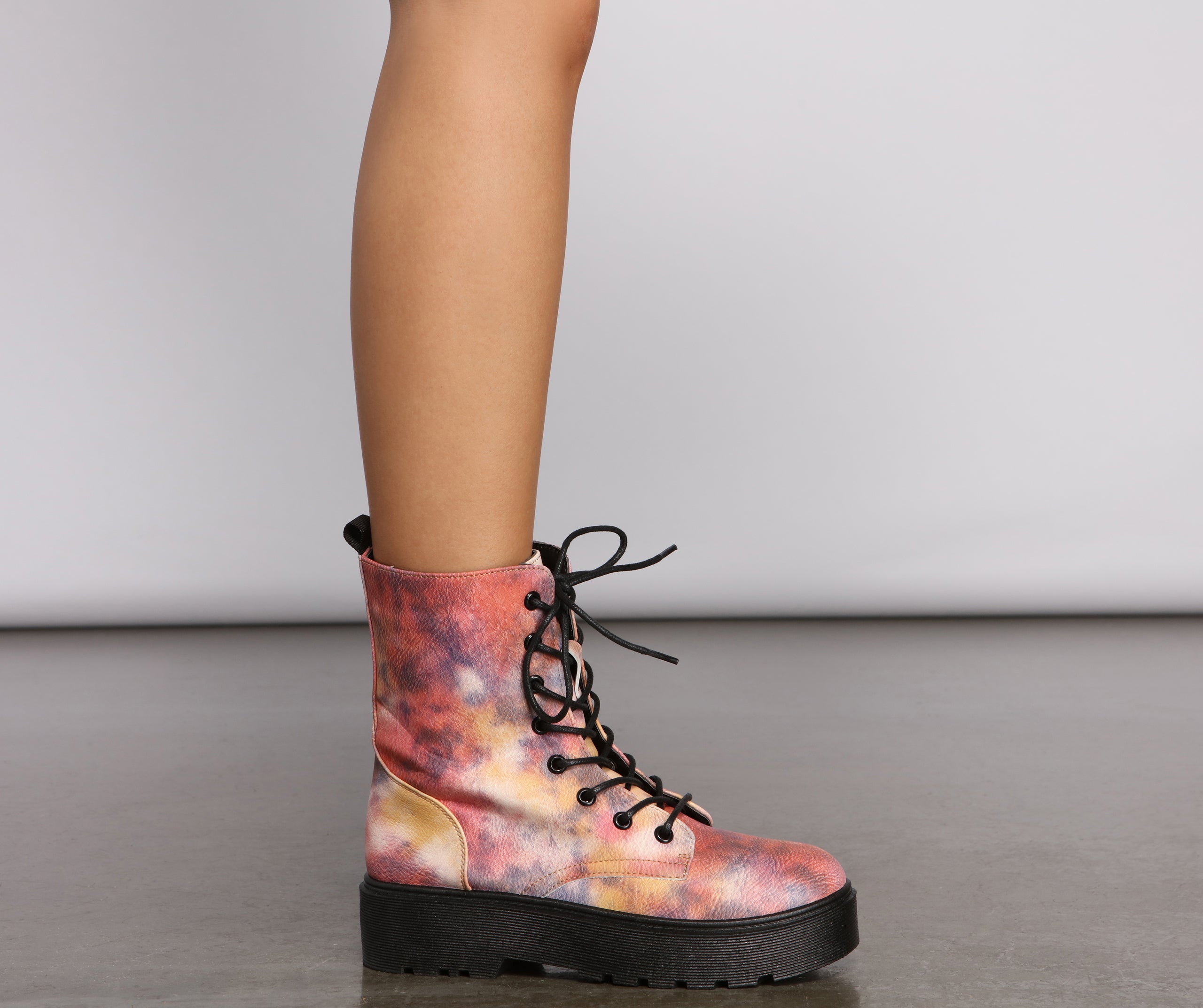 Tie Dye Lug Combat Booties