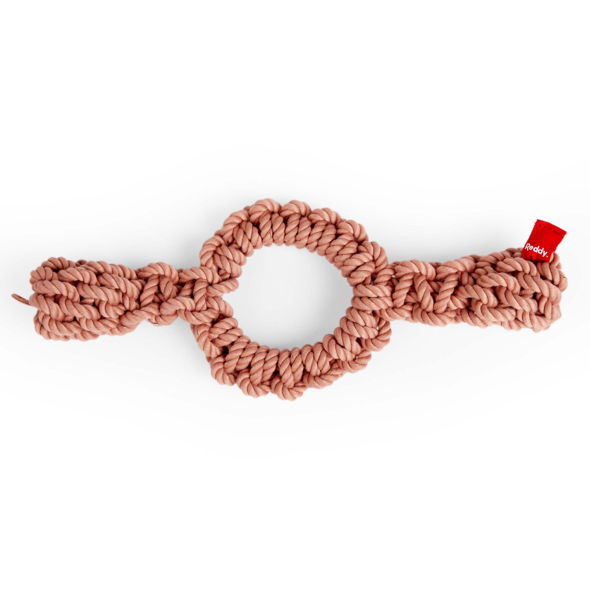 Reddy Copper Macrame Ring Dog Toy， Medium