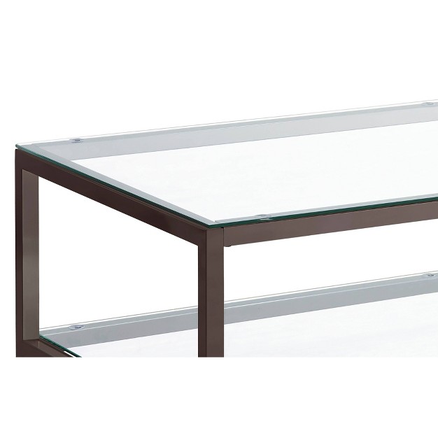 Trini Coffee Table With Glass Top And Shelf Black Nickel Coaster