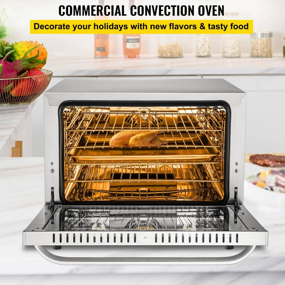 VEVOR Silver Countertop Oven Commercial Convection Oven 43 Qt Half-Size Conventional 1600 Watt 4-Tier Toaster RFXHLM40L110V9SYSV1