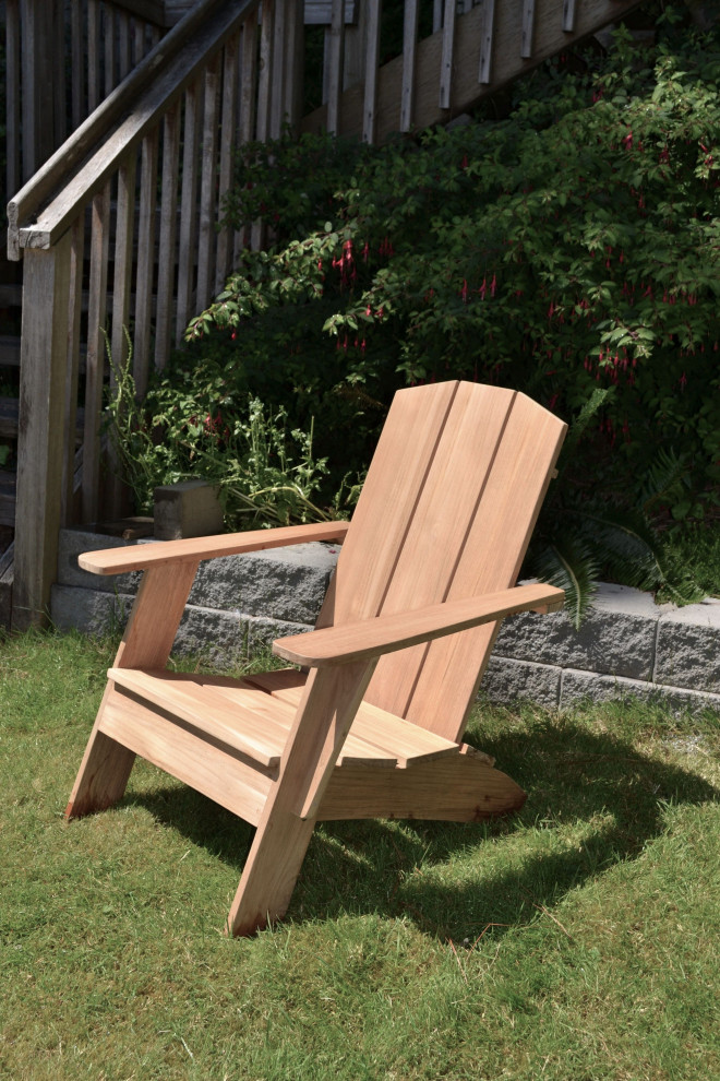 Aurele Teak Outdoor Adirondack Lounge Chair   Transitional   Adirondack Chairs   by Curated Maison  Houzz