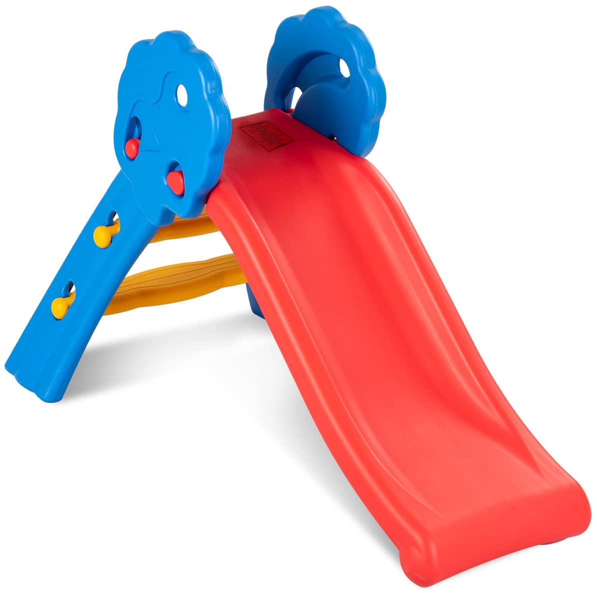 BABY JOY Folding Slide, Plastic Play Slide Climber for Kids (Floral Rail)