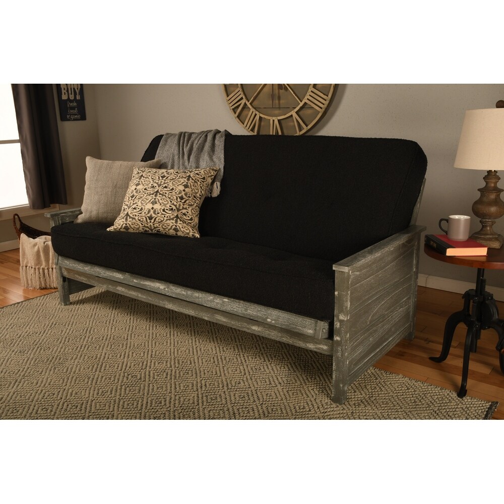 Somette Lexington Full size Futon Set in Weathered Gray Finish with Mattress