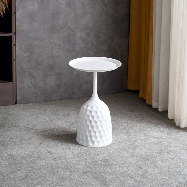 Wine Cup Metal Side Table， Small Sofa Table， Round White Nightstand