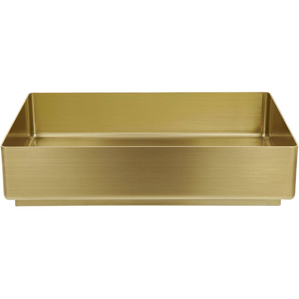 AKDY Gold Stainless Steel Rectangular Bathroom Vessel Sink with High Arc Faucet BS003-3-3-4