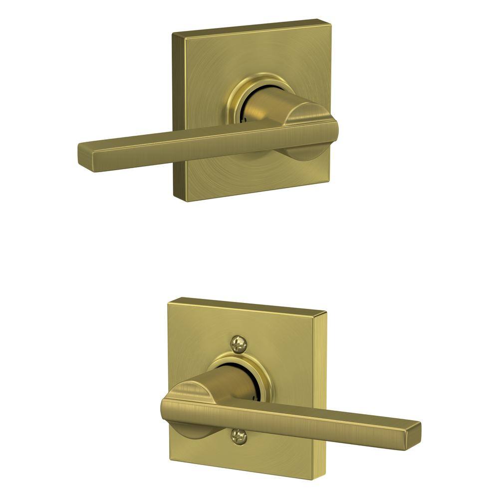 Schlage Latitude Satin Brass Passage HallCloset Door Handle with Collins Trim F10 V LAT 608 COL