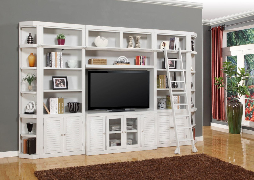 Parker House Boca 6 Piece Entertainment Wall Center in Cottage White   2   Beach Style   Entertainment Centers And Tv Stands   by GreatFurnitureDeal  Houzz