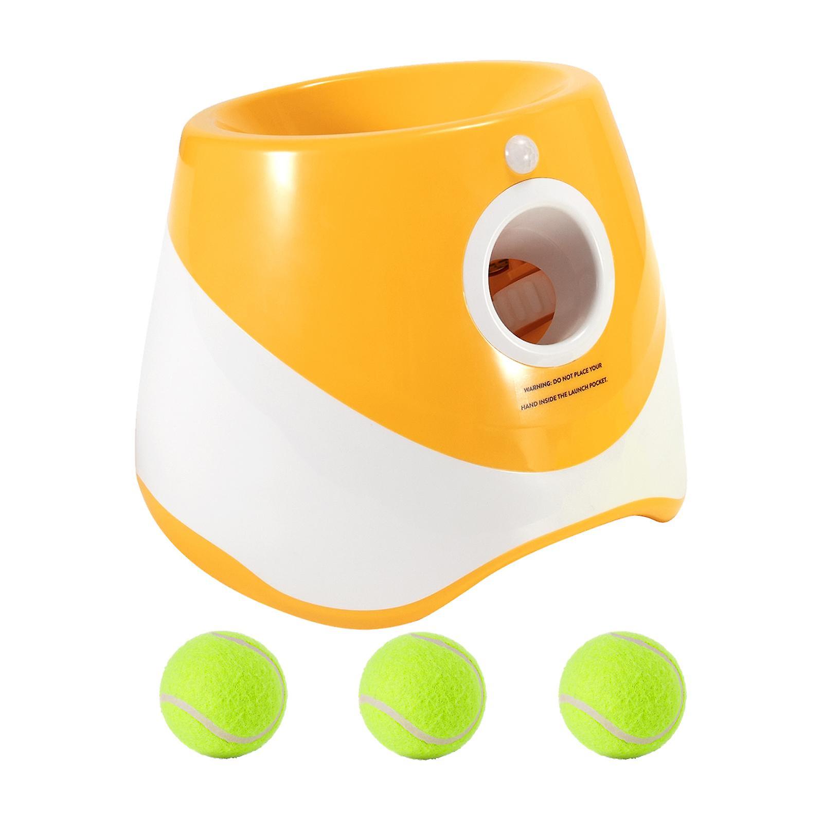 Automatic Ball Launcher For Dogs With 3 Balls Interactive Dog Toys For Small Orange