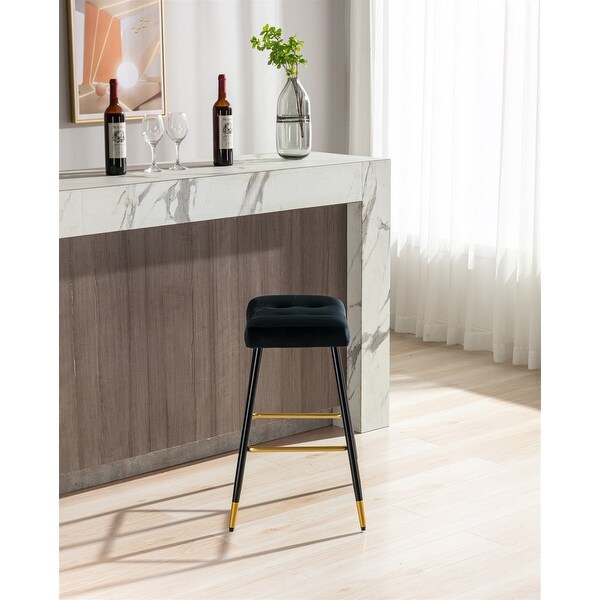 Vintage Counter Height Upholstered BarStools with Polyester Fabric Upholstery and Metal Frame