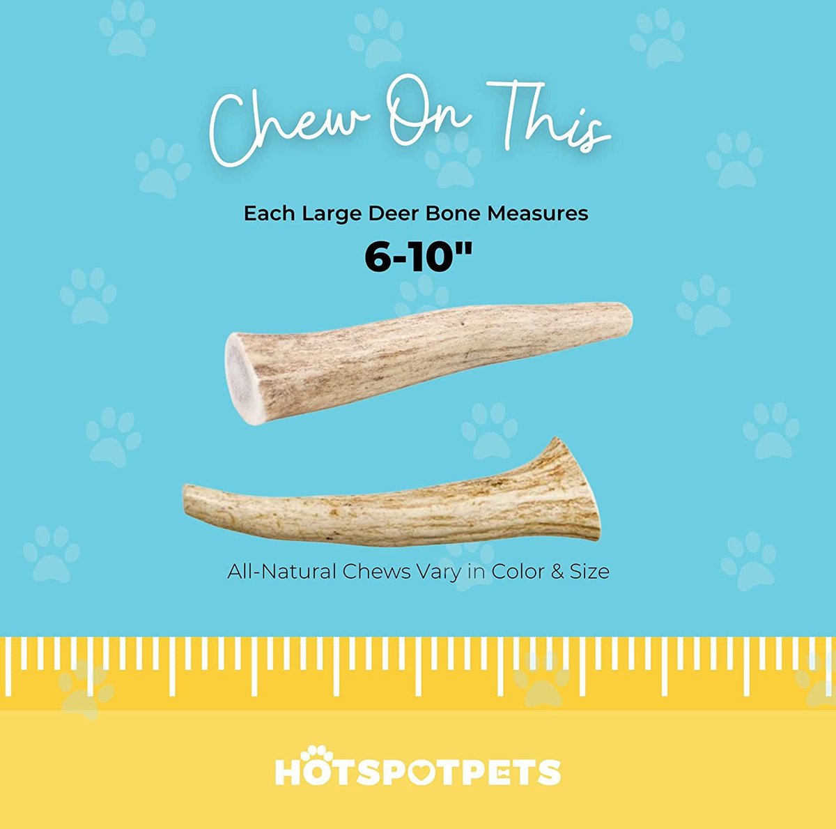 HOTSPOT PETS 7-10-inch All Natural Large Whole Deer Antler Chews Dog Treats