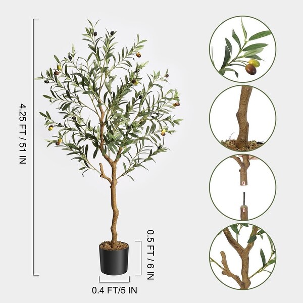 1/2pcsArtificial Olive Tree 5/4.25/6FT(60/51/72in) Tall Faux Silk Olive Trees